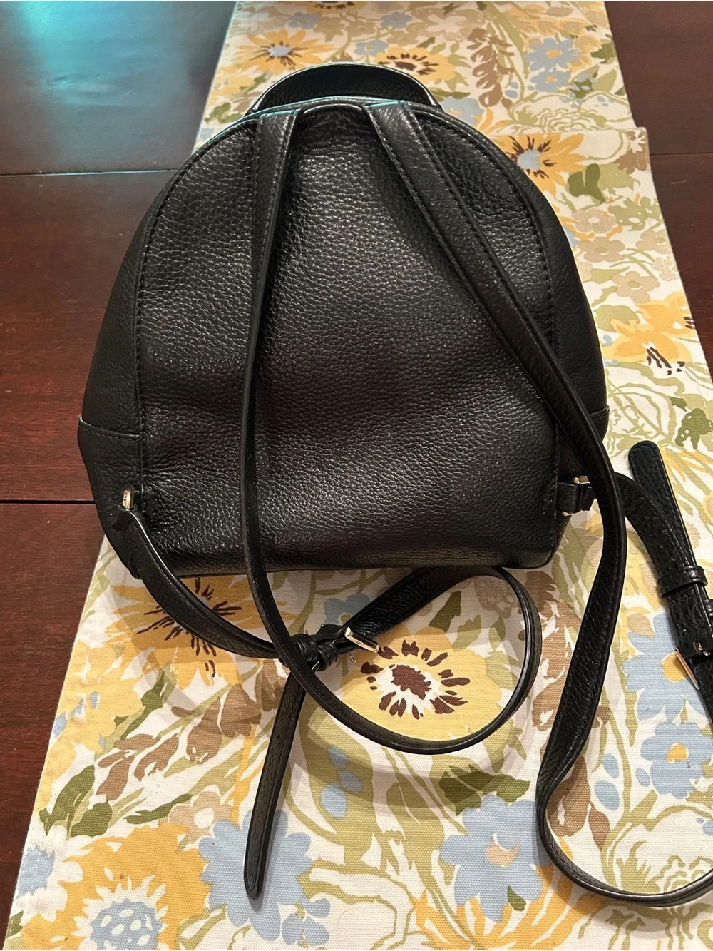 kate spade Black Pebbled Leather Mini Backpack with Gold Hardware